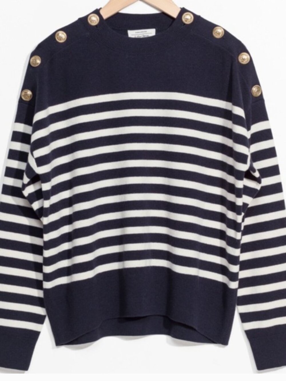 & Other Stories Navy and White Striped Sweater M